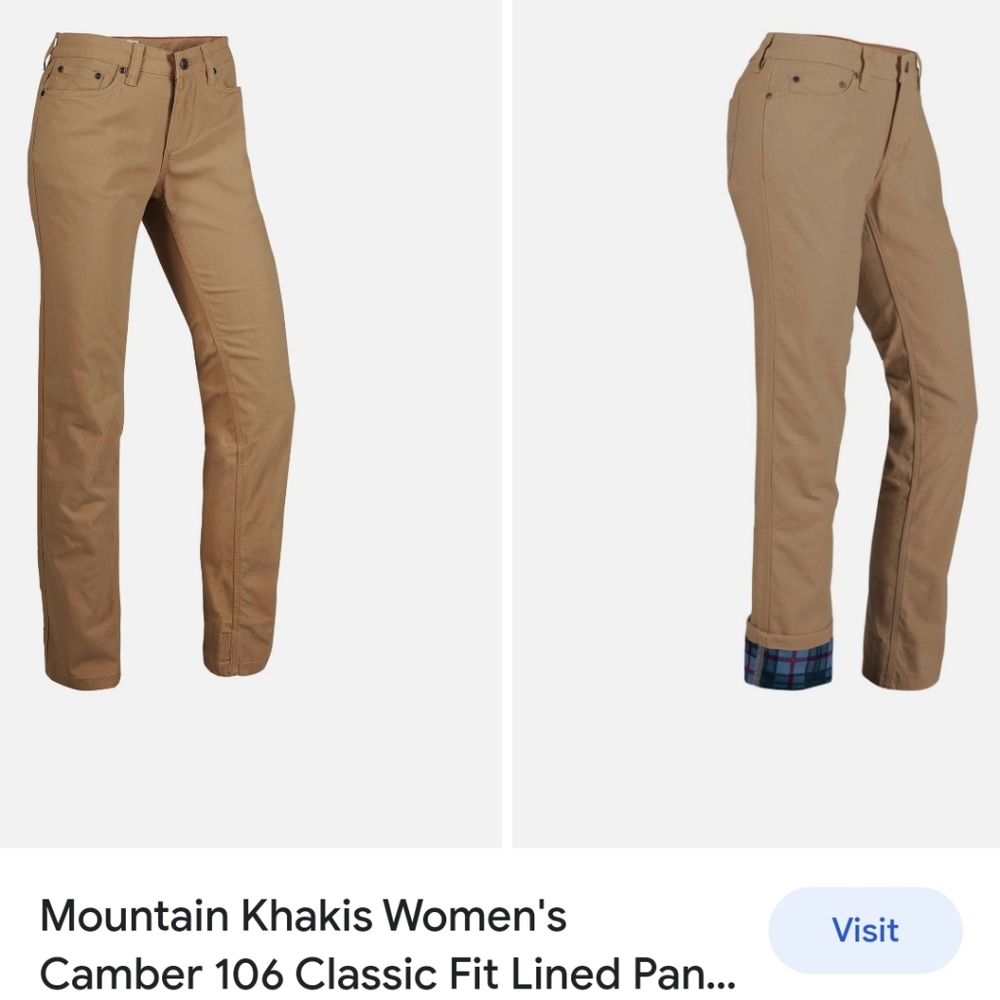 Mountain Khakis flannel lined pants
